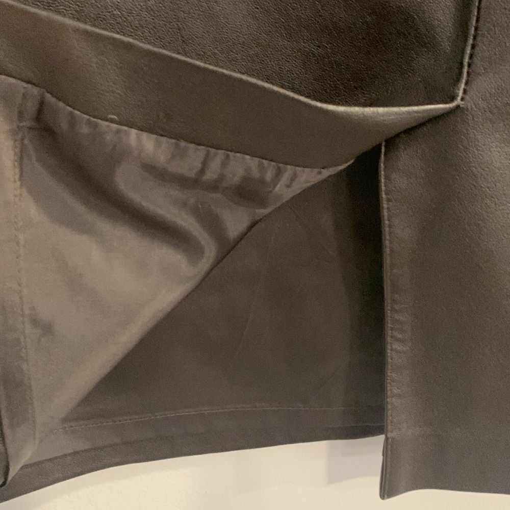 Kasper Brown Leather Knee-Length Pencil Skirt - Picture 6 of 8